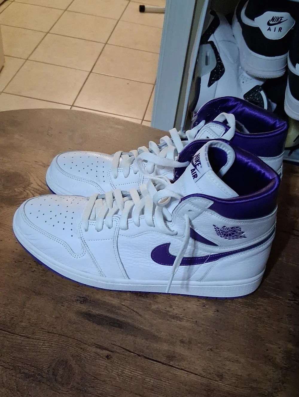 Jordan White & Purple High-Top Sneakers